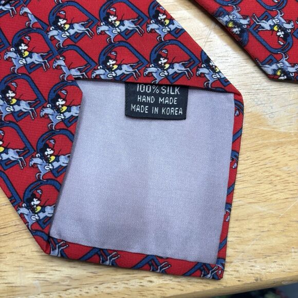 Vintage Mickey Mouse: Balancine Tie Works Equestrian Silk 60” Red Navy Disney - Picture 5 of 5